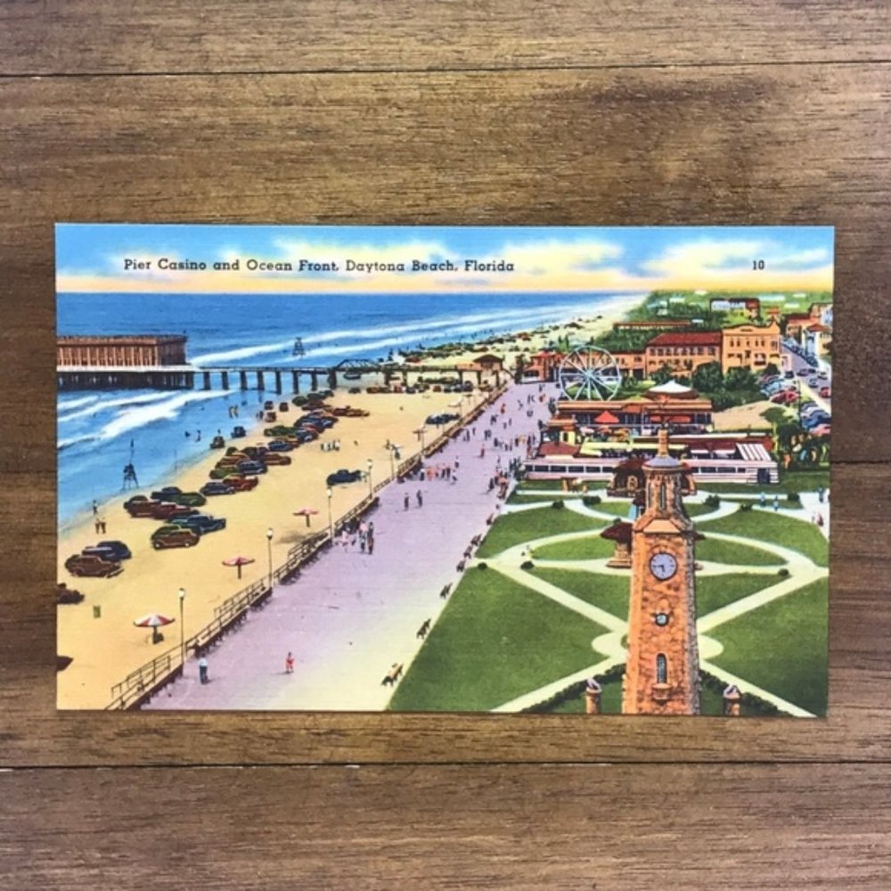 Vintage Florida Daytona Linen Souvenir Postcard